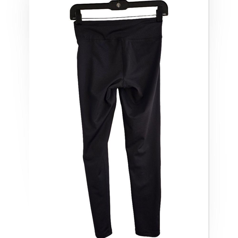 ADIDAS BLACK ON BLACK CLIMALITE LEGGINGS SMALL FULL LENGTH LINEAR LOGO RUN GYM